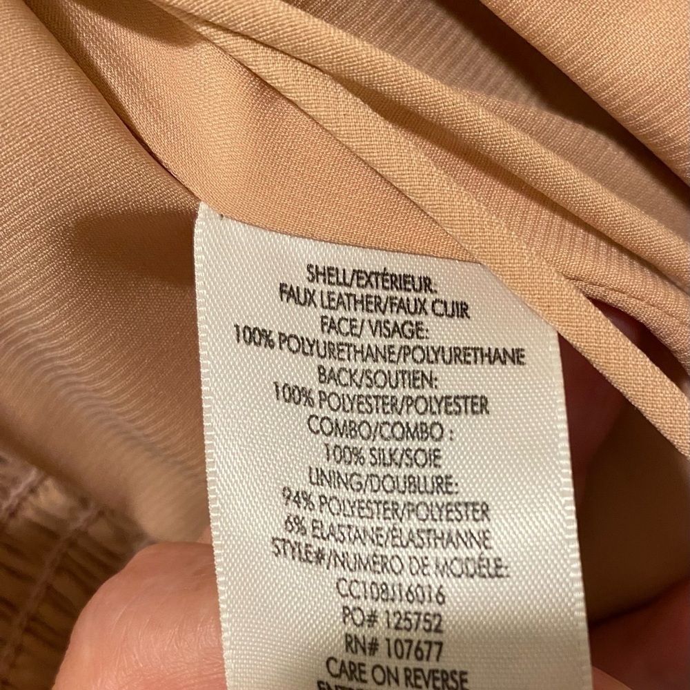 Alice + Olivia Bronte Blouson Sleeve Crop Top in Almond Faux Leather - Picture 6 of 6